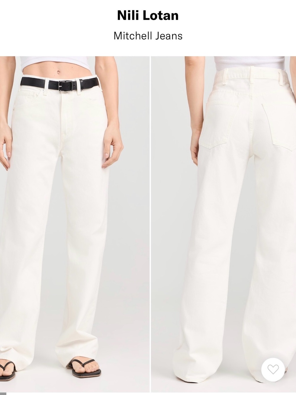 Nili Lotan Mitchell Wide-Leg Jeans in White